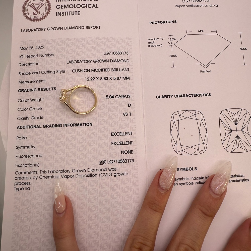 5.04 carat D VS1 elongated cushion diamond engagement ring - Picture 12 of 15